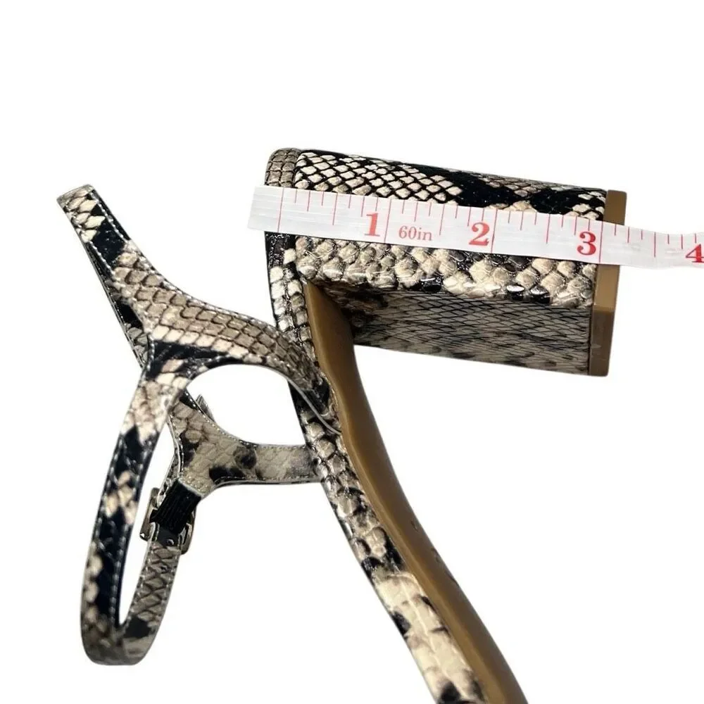 NIB Python Print BP Strappy Wide Block Heels 8.5 Vegan Leather